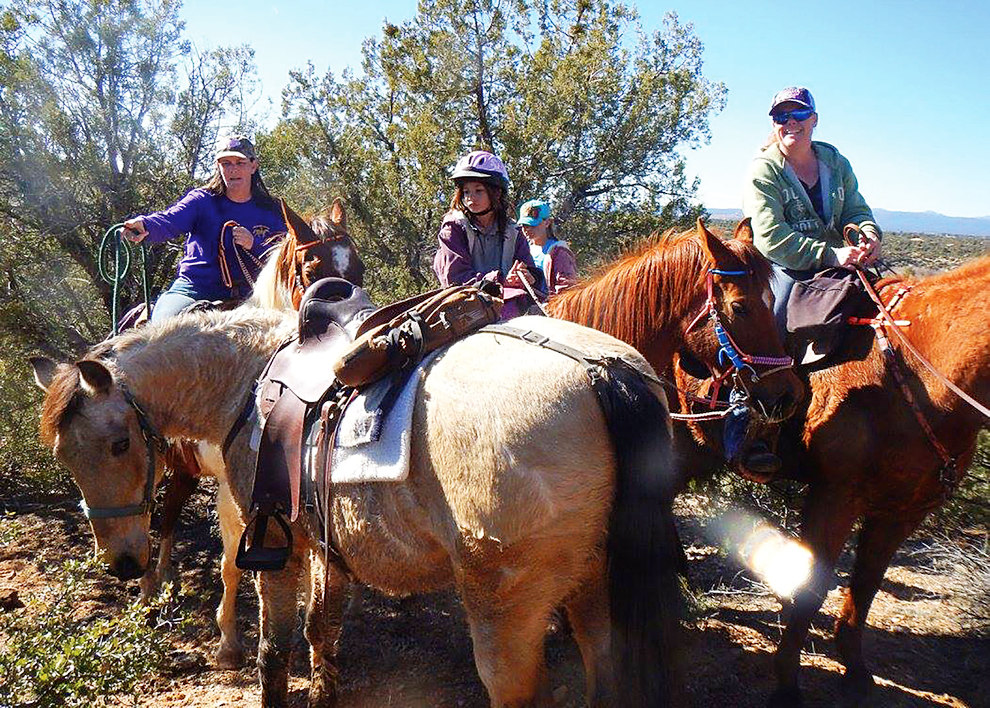 Almosta Trail Buckskin Rescue team Lanelle White-Newton, daughters Gaia and Layla and friend Kristen Johnson. Photo courtesy Karen Moseley.